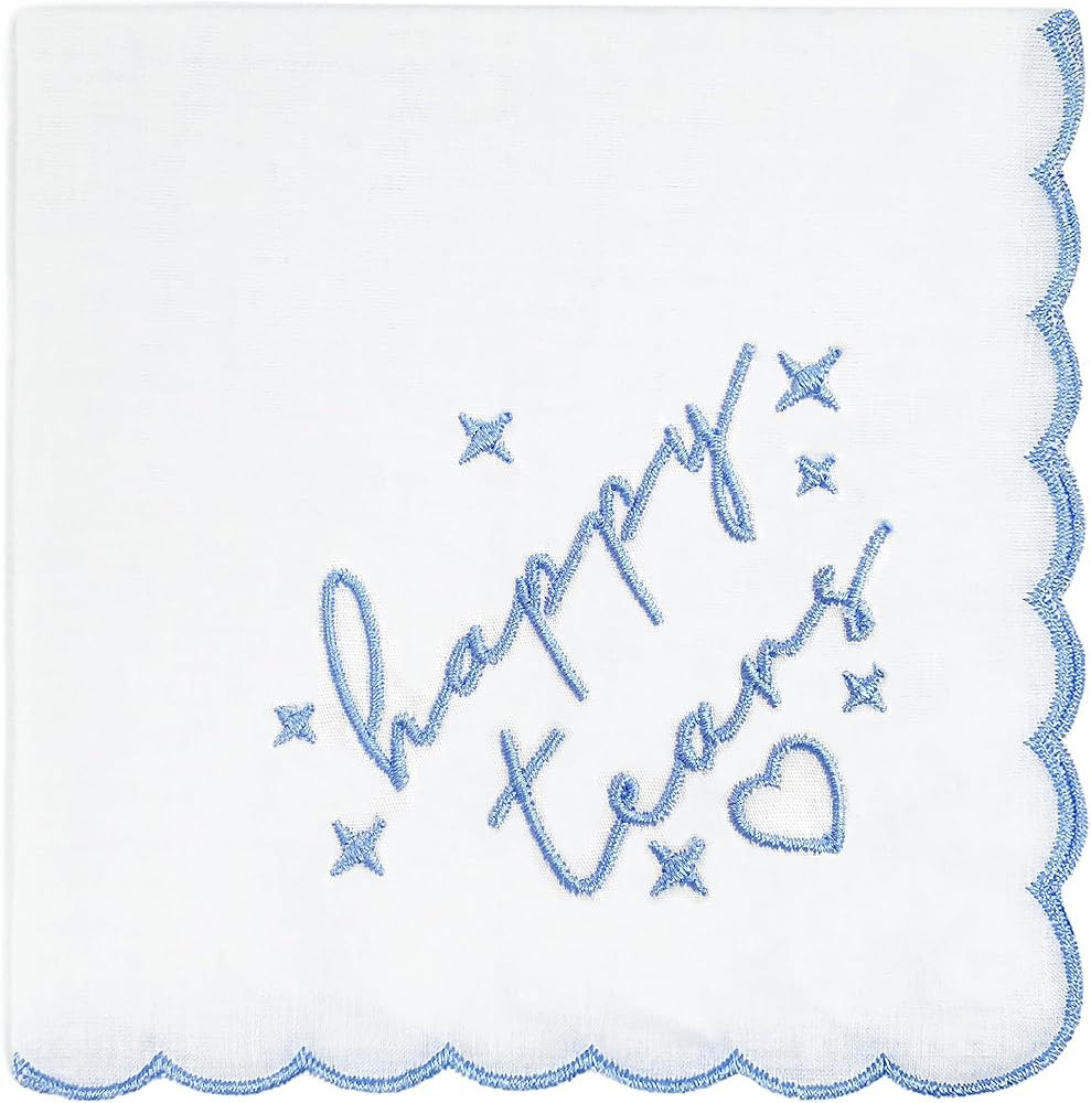 LADY&HOME Wedding Handkerchief - Something Blue for Bride- Embroidered Handkies Gift For Mother o... | Amazon (US)