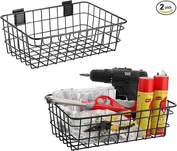 Sumnacon Slatwall Baskets, 2 Pack Metal Mesh Slatwall Basket and Bins for Slatwall Panel, Slat Wa... | Amazon (US)