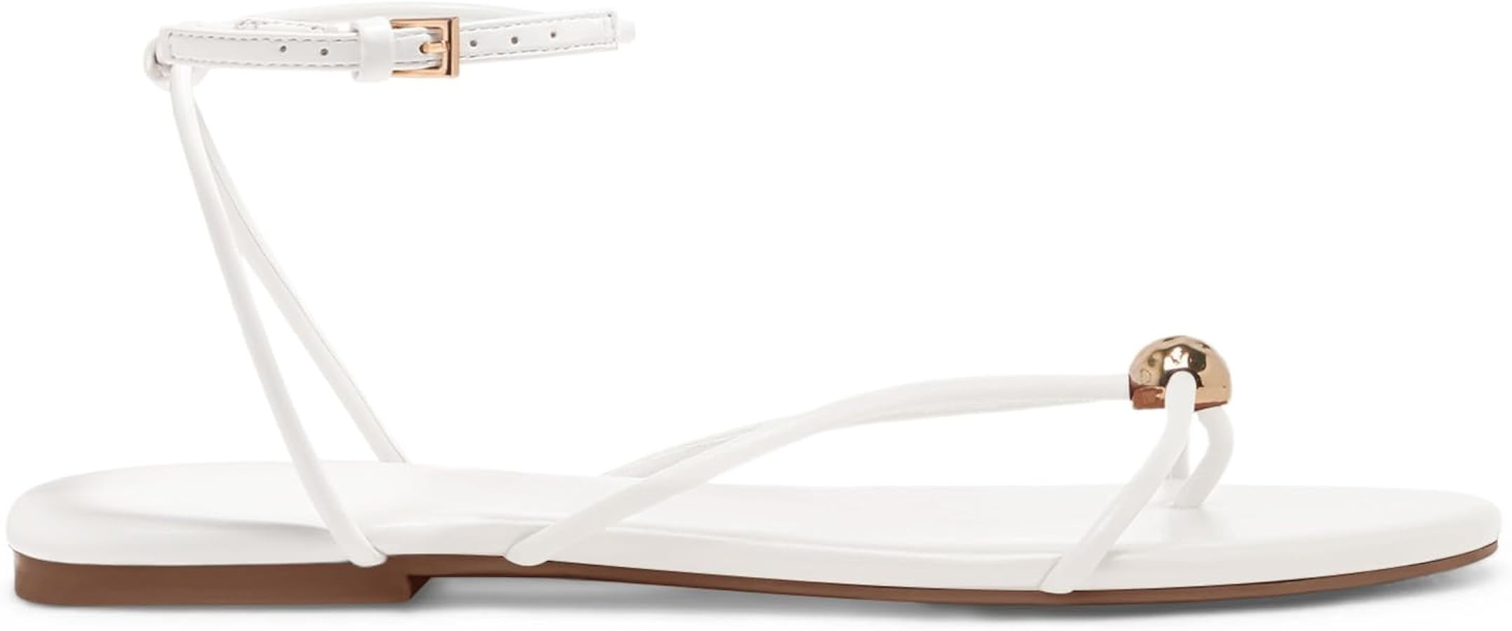 Coutgo Womens Strappy Flat Sandals Open Toe Flip Flops Sandals Ankle Strap Summer Beach Shoes | Amazon (US)