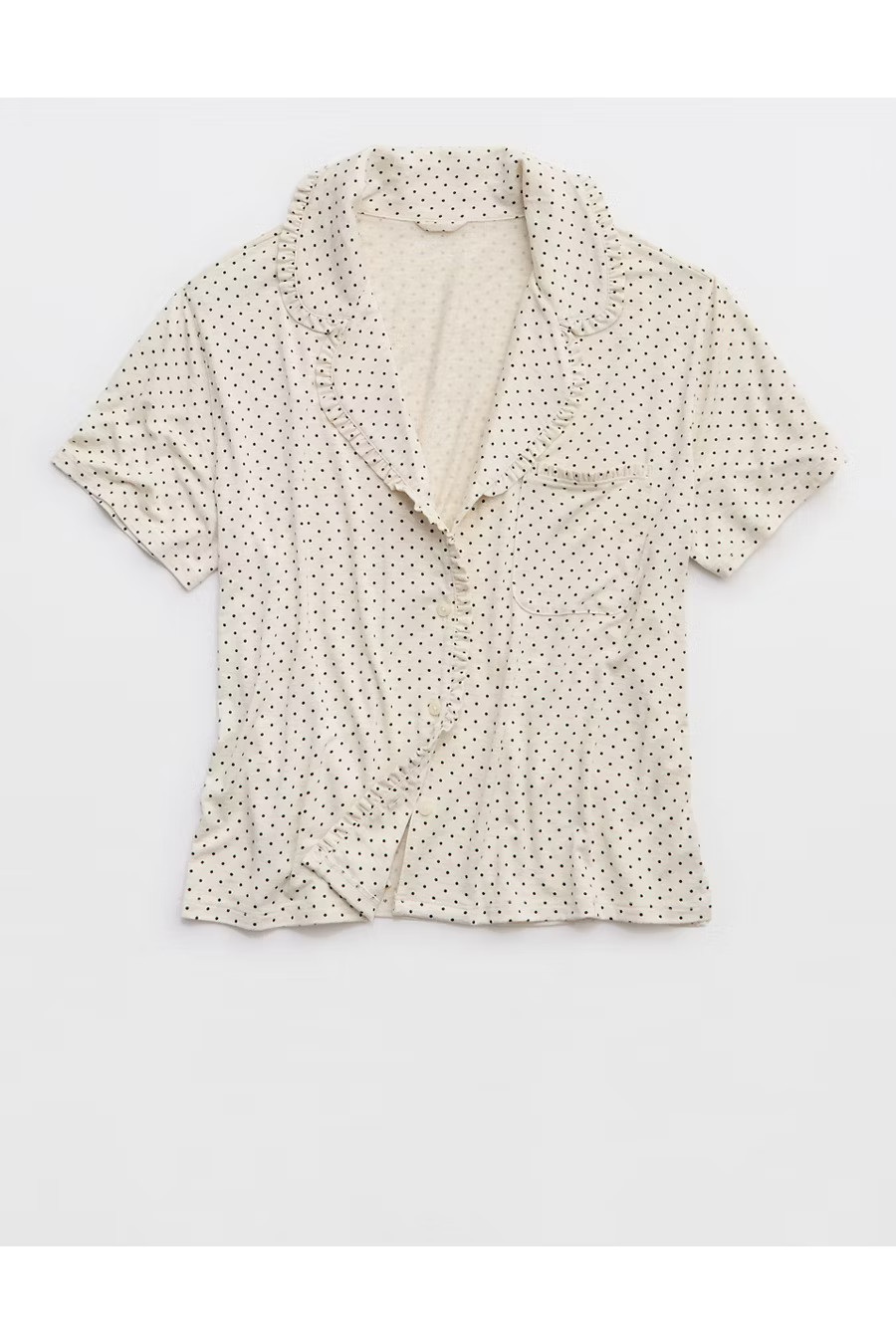 Aerie Real SoftÂ® Ruffle Pajama Shirt Women's Heather Frost XXL | Aerie