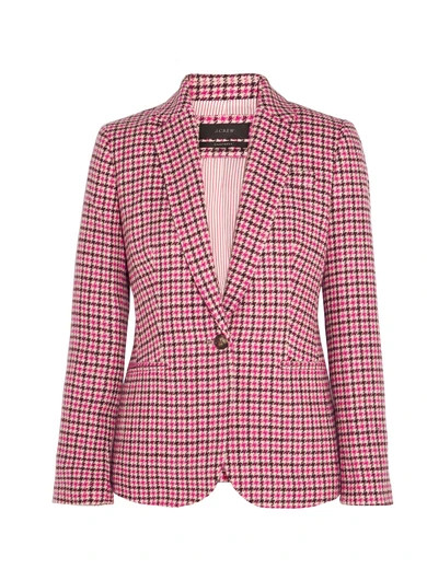 J.Crew - Campbell Houndstooth Wool-blend Blazer - Pink | NET-A-PORTER (US)