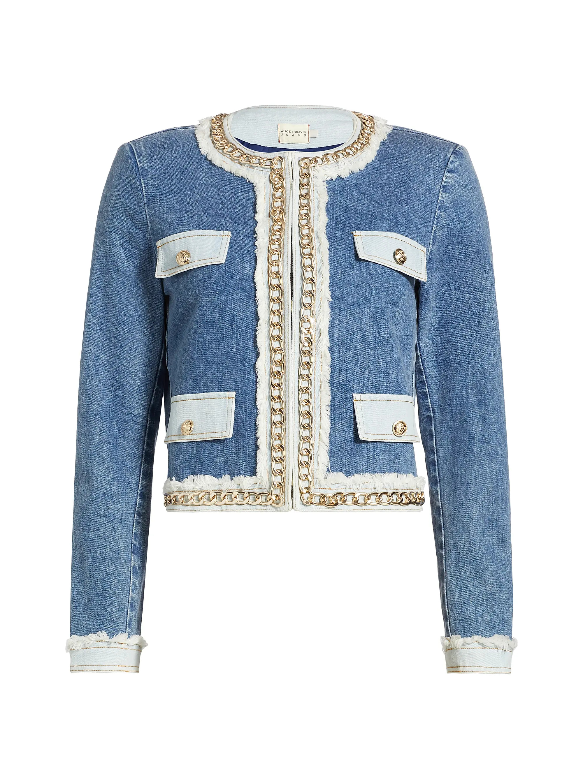Landon Chain Denim Crop Jacket | Saks Fifth Avenue