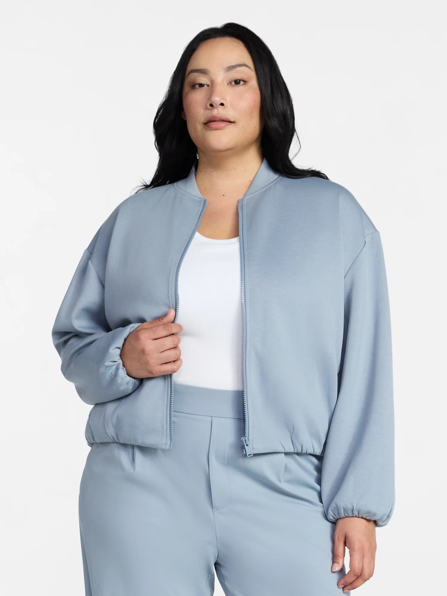 Avia Women's ScubaKnit Bubble Hem Bomber Jacket, Sizes XS-XXXL | Walmart (US)