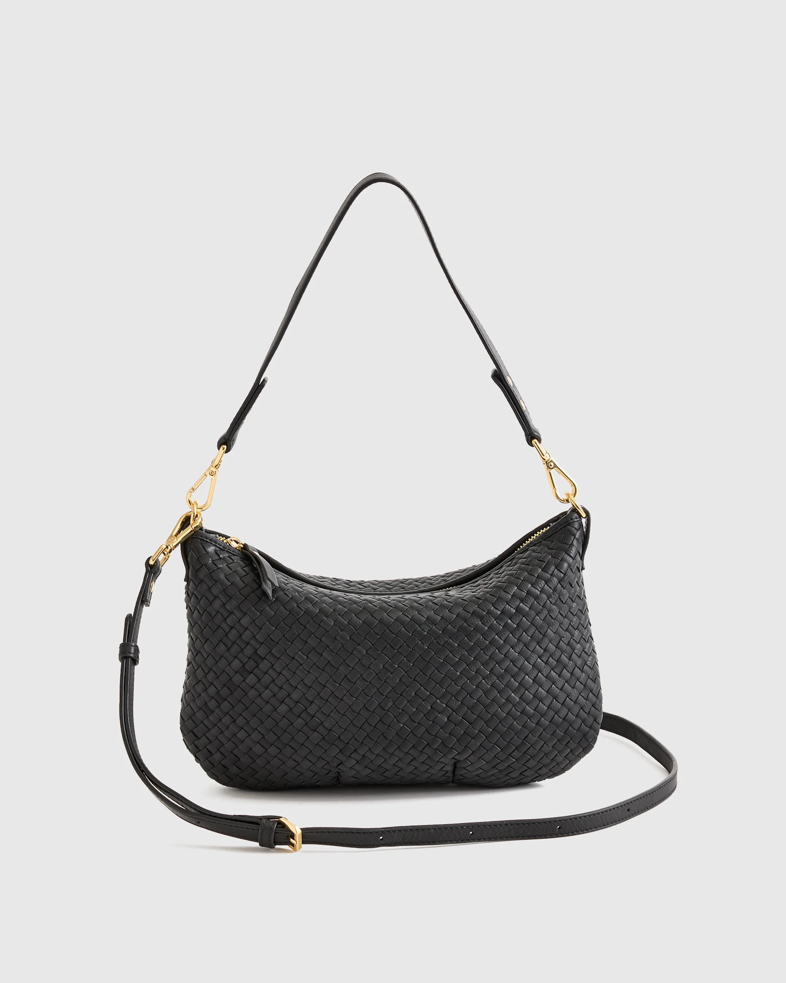 Quince | Women's Italian Handwoven Leather Mini Shoulder Bag in Black, Italian Leather | Quince