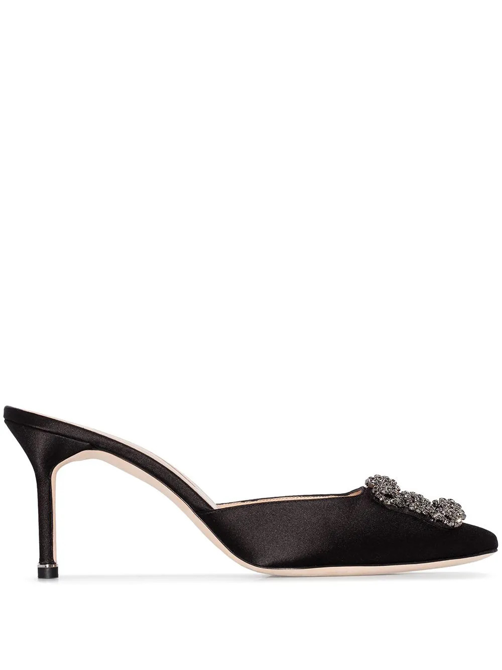 Manolo Blahnik Hangisi 70mm Appliqué Mules | Black | FARFETCH | Farfetch Global