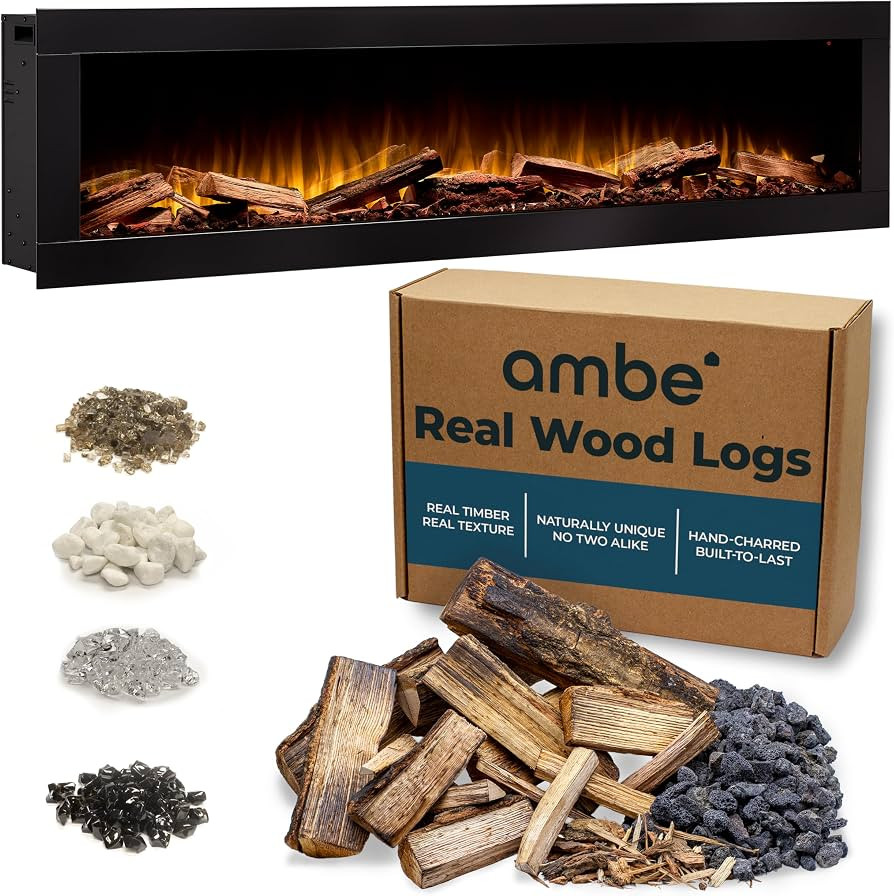 Ambe Linear 72" Electric Fireplace, Realistic Flames, Hidden Vents - Oak | Amazon (US)