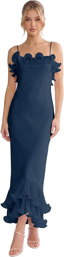 Spaghetti Straps Prom Dresses for Women Ruffle Bridesmaid Dress Mermaid Formal 2026 | Amazon (US)