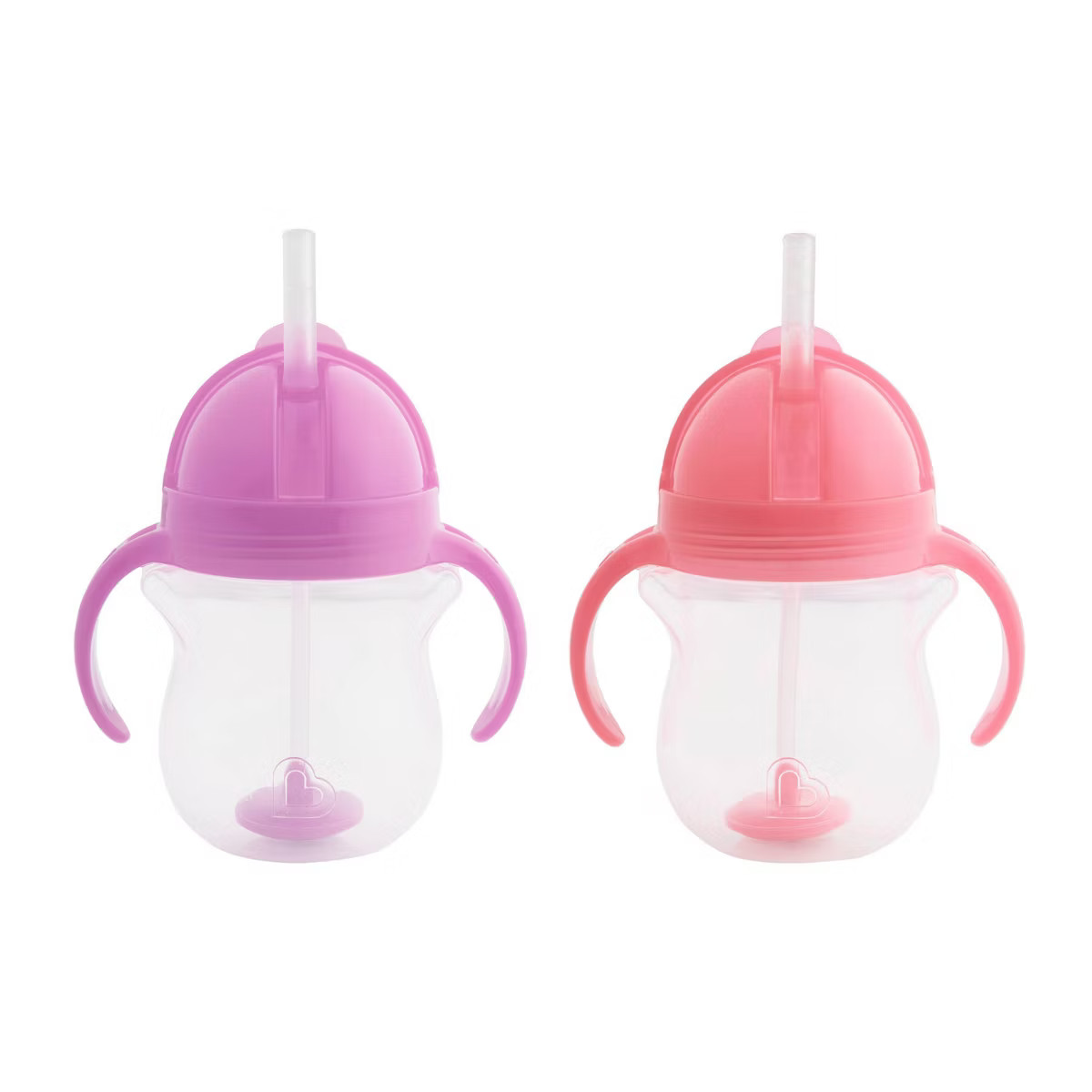 Munchkin Any Angle Click Lock Weighted 2pk Straw Trainer Cup - 7oz - Pink/Purple | Target