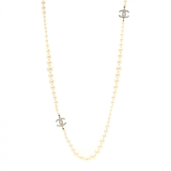 CHANEL Pearl CC Necklace Light Gold | Fashionphile