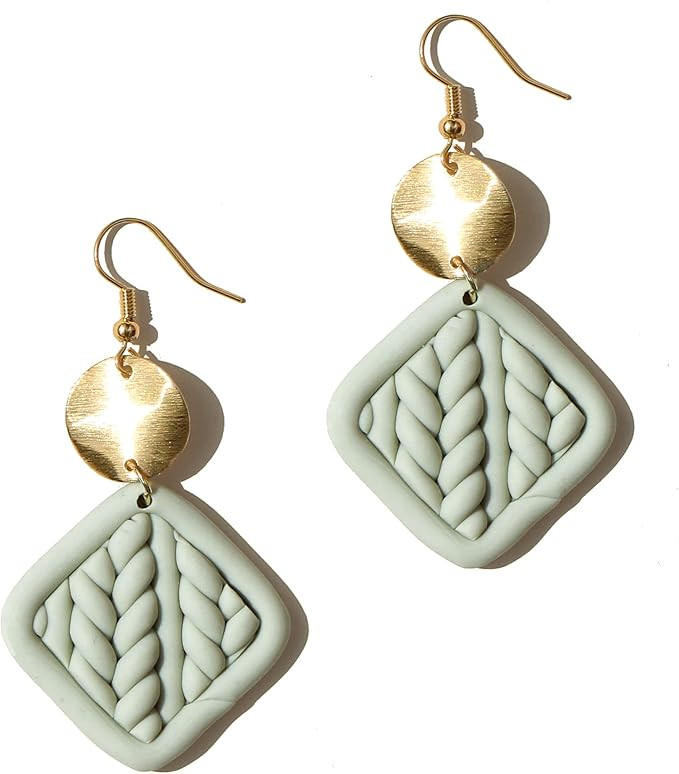 Polymer Clay Rattan Flower Earring,Lavy Chsia Handmade Woven Statement Boho Lightweight Drop Dang... | Amazon (US)