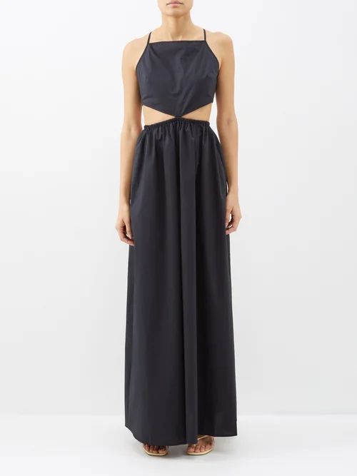 Staud - Myla Cutout Cotton-blend Poplin Dress - Womens - Black | Matches (US)