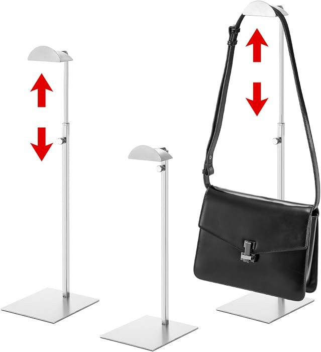 3 Pack Purse Display Stand Stainless Steel, Adjustable Height Metal Handbag Holder Single Bag Jew... | Amazon (US)