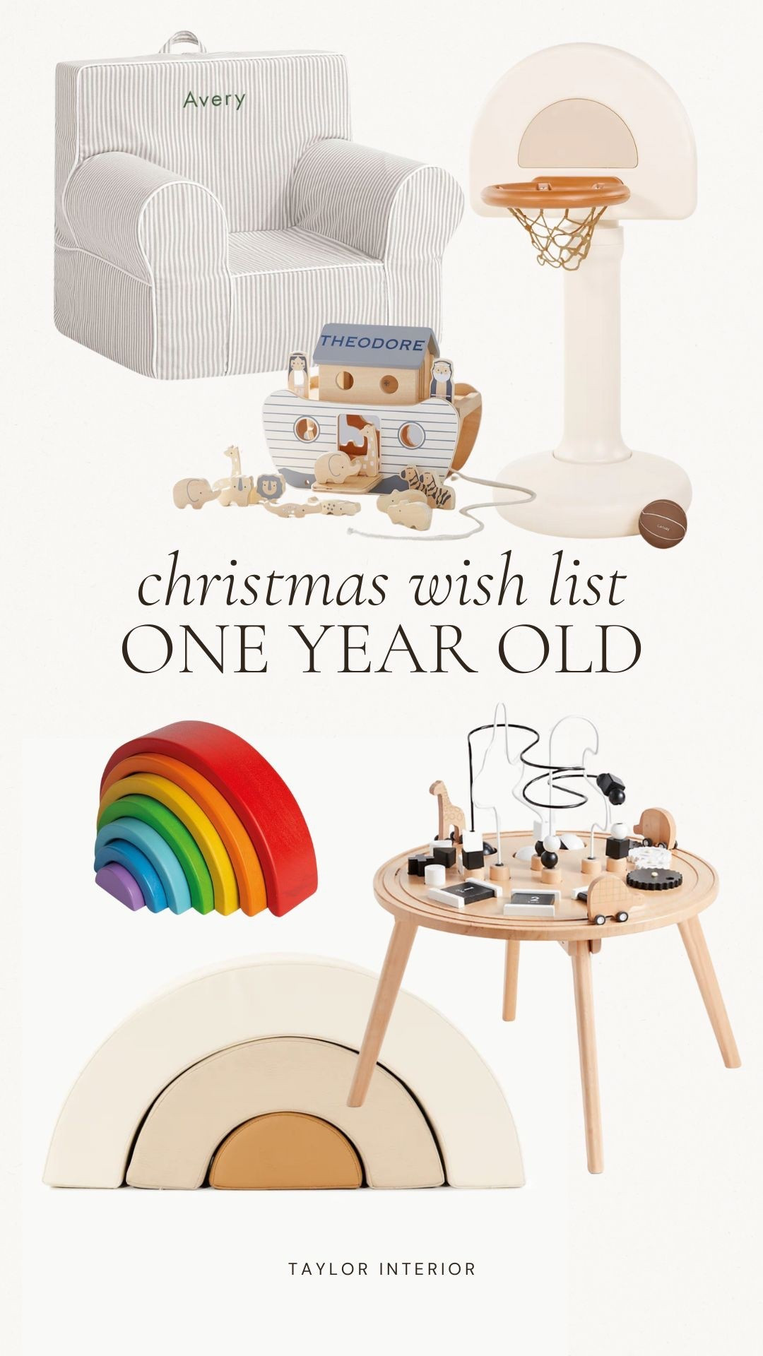 One-year-old Christmas wish list 🤎 A mix of playful and timeless — mini basketball hoop, wooden toys, Noah’s Ark set, play table, and the sweetest little kids’ chair. Thoughtful gifts they’ll love now and grow with through the years.

one year old Christmas gift ideas, baby Christmas wish list, toddler gift guide, baby Christmas gifts, first Christmas ideas, wooden toys, Noah’s Ark toy, baby basketball hoop, play table, kids chair, baby play set, neutral baby toys, timeless baby gifts, holiday gift ideas, baby stocking stuffers, baby toy ideas, LTK baby, LTK kids, LTK holiday, LTK gift guide, LTK home

#LTKKids #LTKBaby #LTKGiftGuide