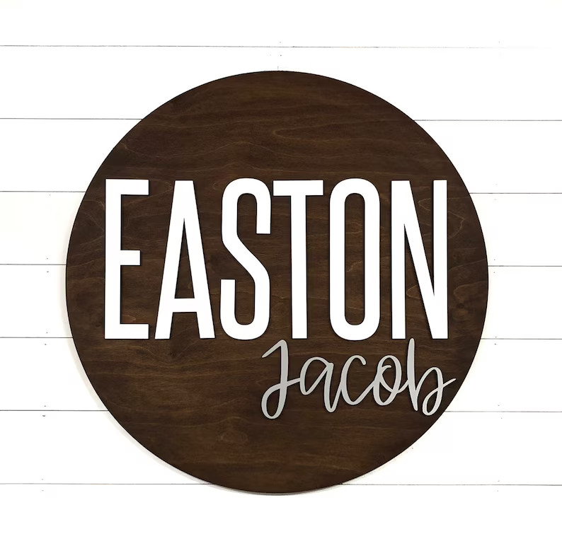 Round Nursery Name Sign | Custom Name Sign | Baby Shower Gift | Round Wood Name Sign | Baby Name ... | Etsy (US)
