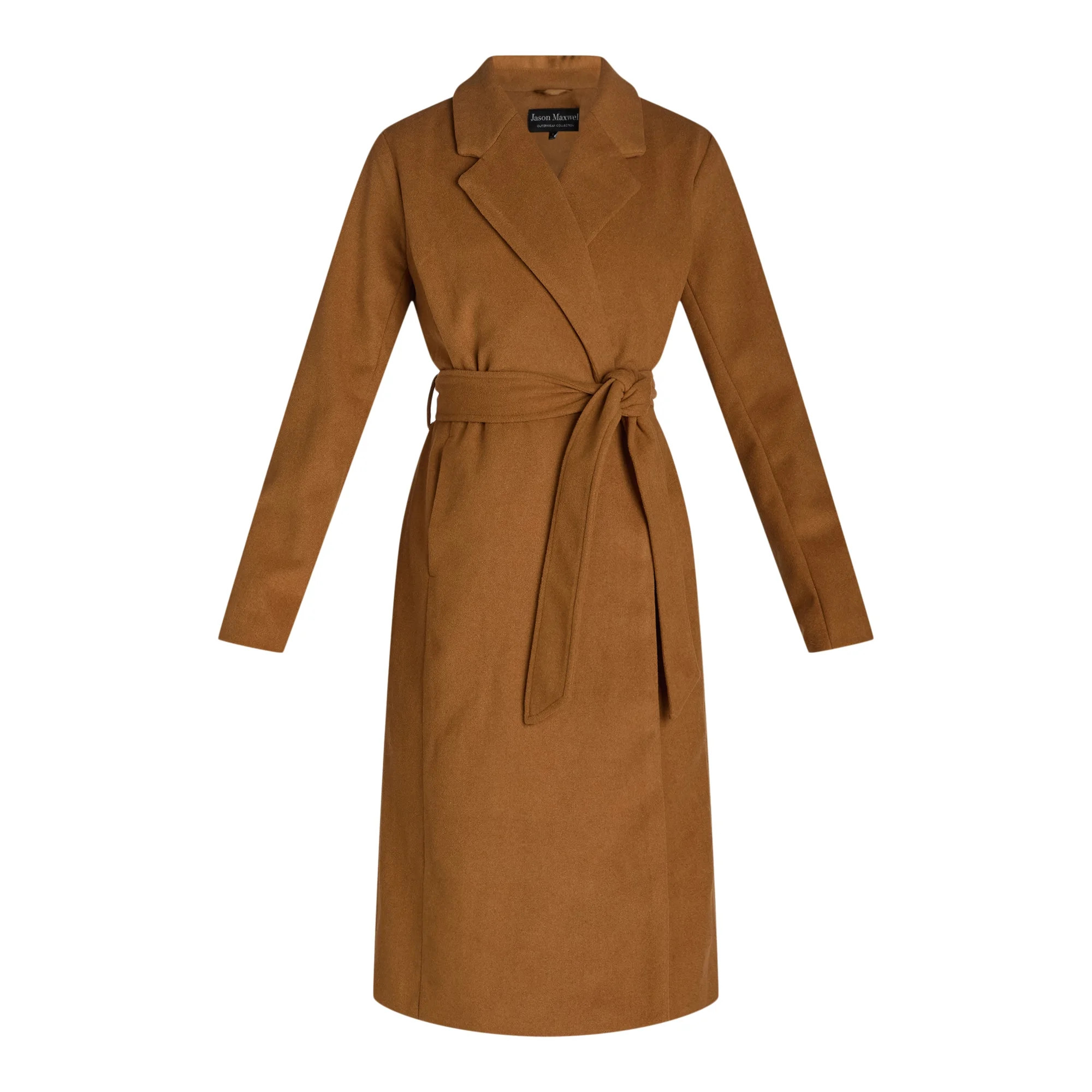 Jason Maxwell Women's and Women's Plus Long Coat with Tie Belt, Sizes S-3X | Walmart (US)