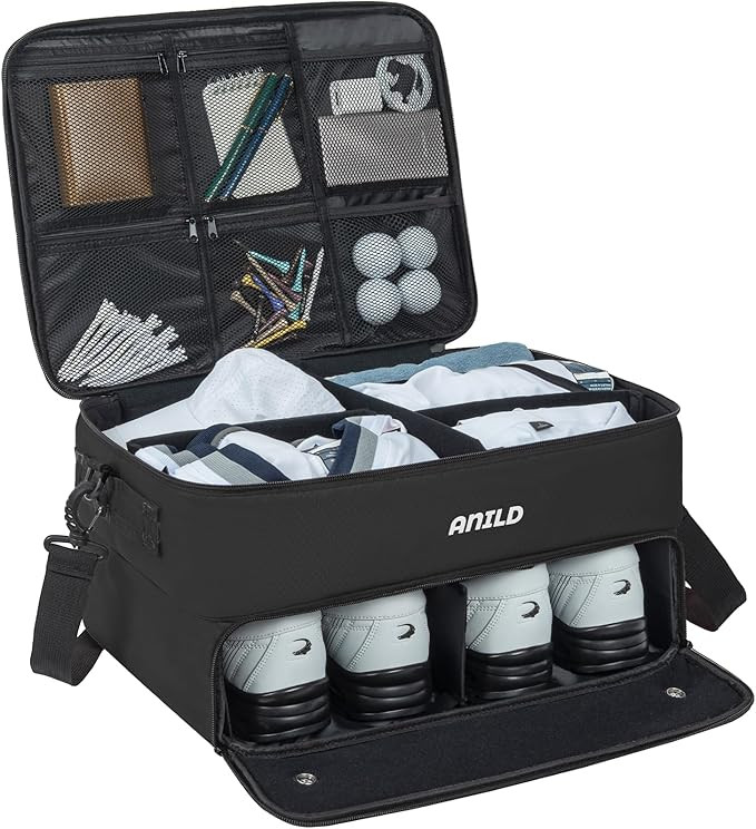 ANILD Golf Trunk Organizer, 2 Layer Golf Storage Case with Separate Ventilated Compartment for 2 ... | Amazon (US)
