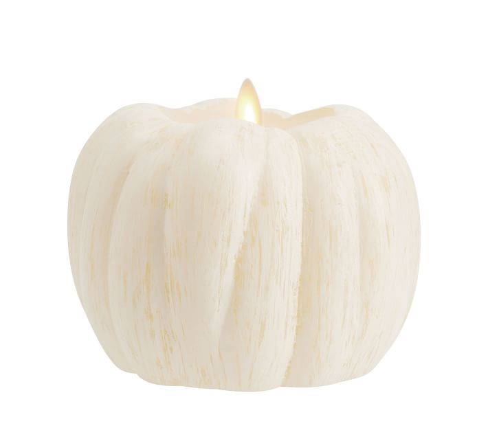Pumpkin Premium Flicker Flameless Wax Candle, Ivory, Small | Pottery Barn (US)