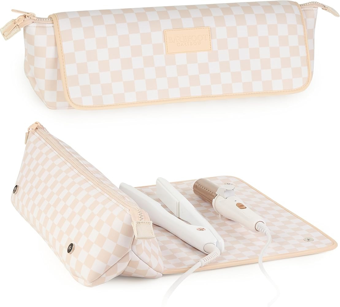 BAREFOOT CARIBOU Hair Tools Travel Bag and Heat Resistant Mat for Flat Irons, Straighteners, Curl... | Amazon (US)