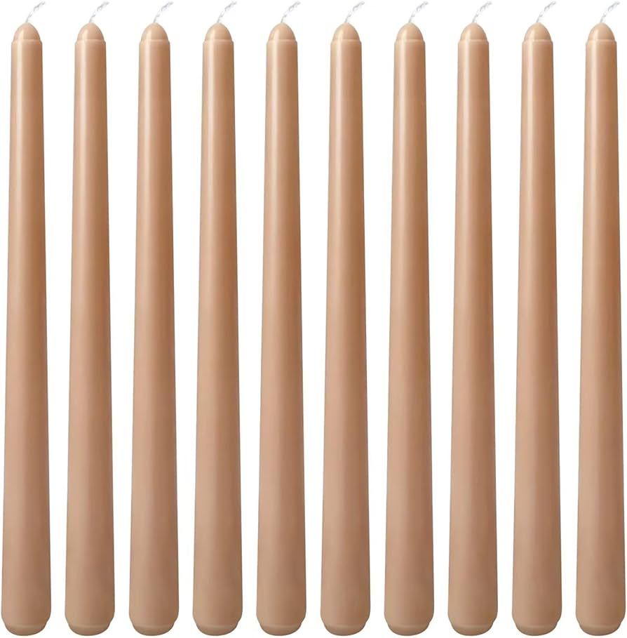 10 Inch Light-Mocha Taper Candles for Home Decoration, 10 Pack Unscented Candlesticks for Dinner ... | Amazon (US)