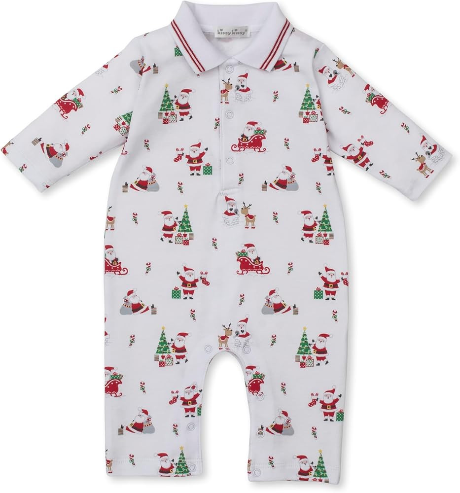 Kissy Kissy Baby Boys Infant Christmas Capers Print Playsuit With Collar | Amazon (US)