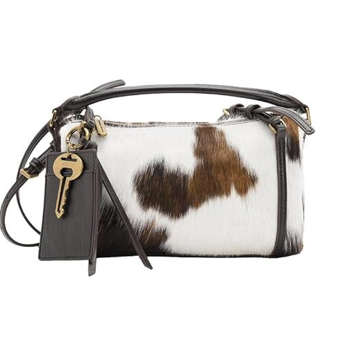 URBAN REVIVO 2026 Spring New Women's Genuine Leather Cow Print Crossbody Bag, Small Top Handle Shoulder Purse for Women, Everyday Casual Handbag for Work Travel Gift Ideas | Amazon (US)