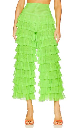 Wide Leg Ruffle Pant in Neon Green | Revolve Clothing (Global)