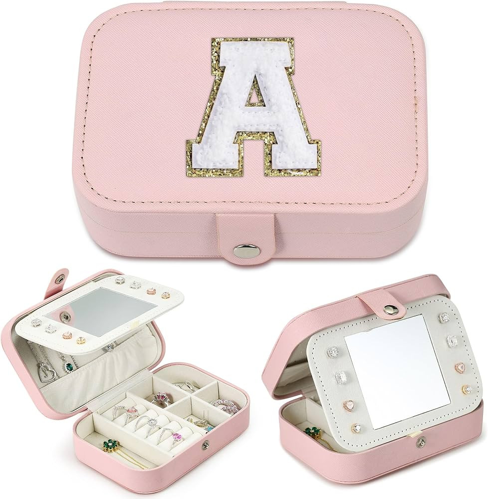 Parima Travel Jewelry Box Organizer, Pink Travel Jewelry Case for Women Girls Gifts | Girls Jewel... | Amazon (US)