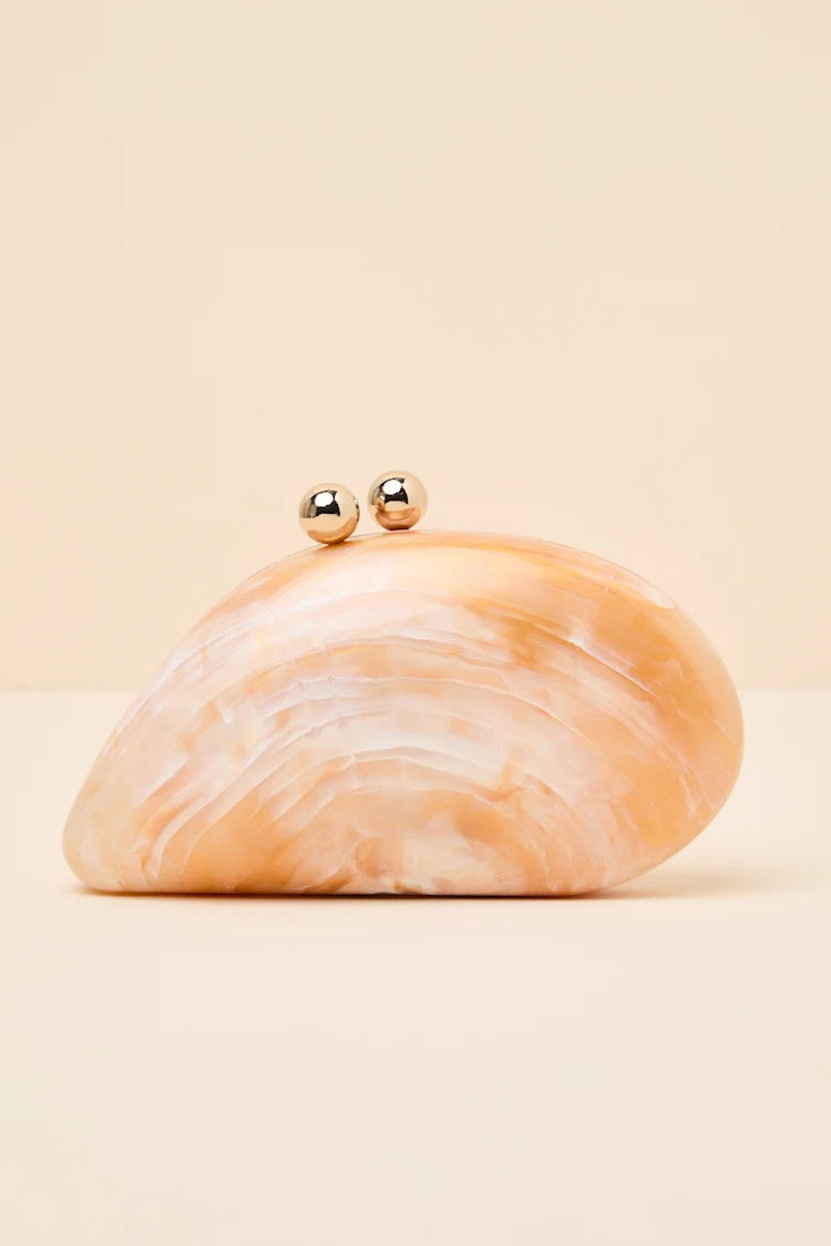 Godiva Peach Marbled Asymmetrical Crossbody Clutch | Lulus