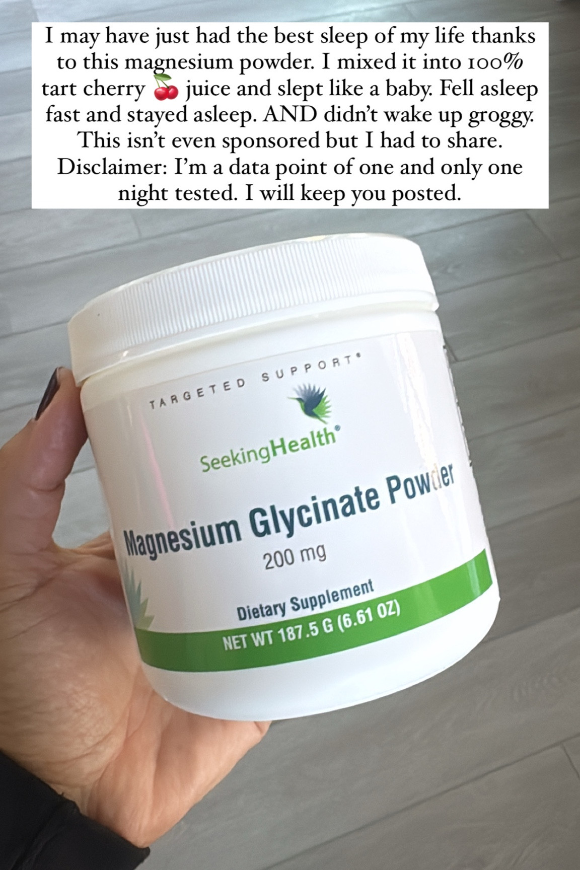 Mixed 3 scoops of this into 3/4 cup of 100% tart cherry juice and had the best sleep of my life! 