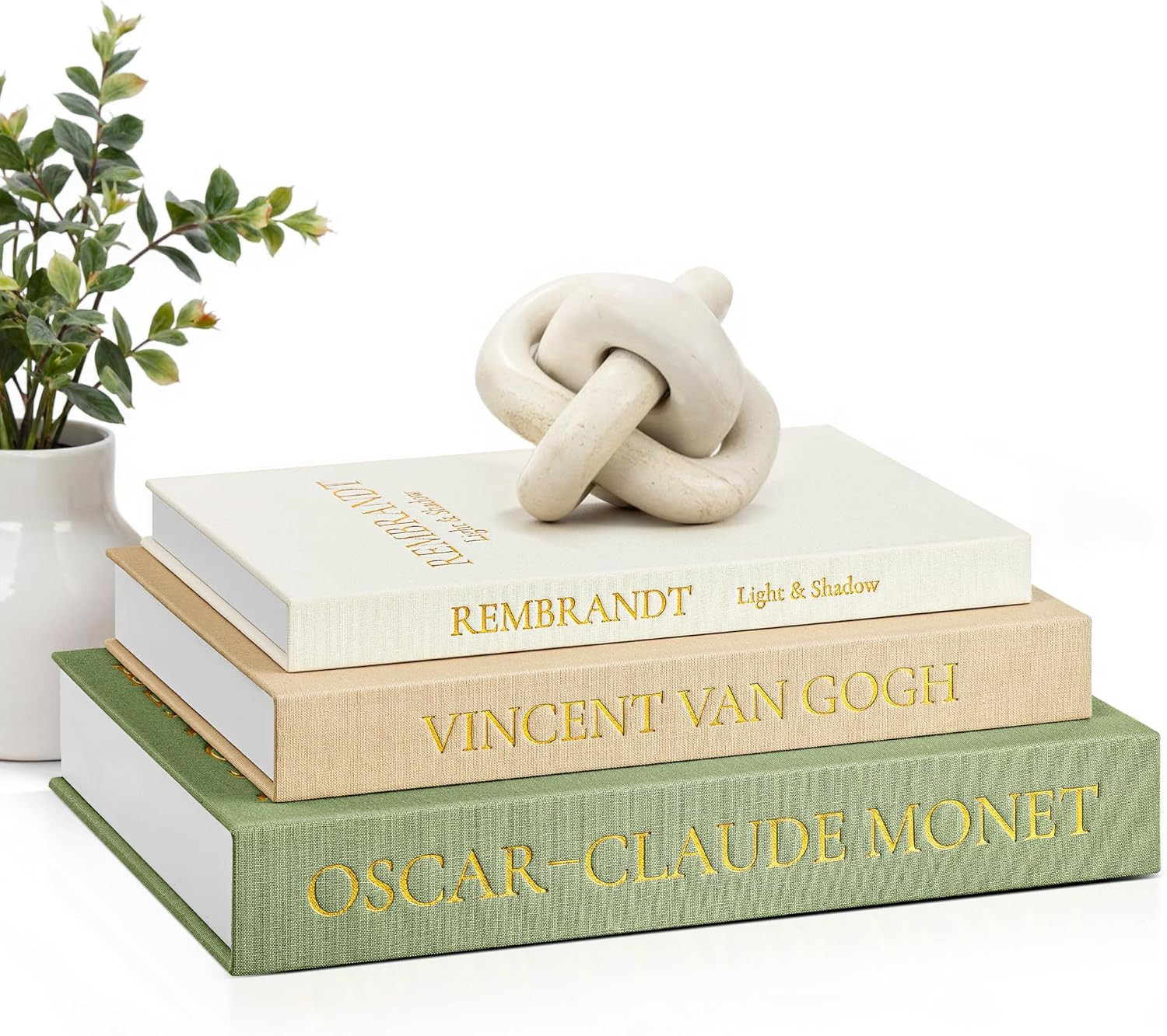 JARLINK Aesthetic Decorative Books, Set of 3 Linen Faux Books for Coffee Table, Bookshelf or Mant... | Amazon (US)