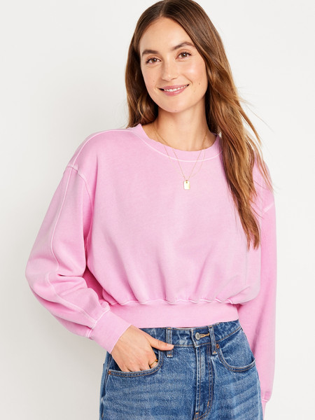 Oversized Cropped Fleece Sweatshirt for Women | Old Navy (US)