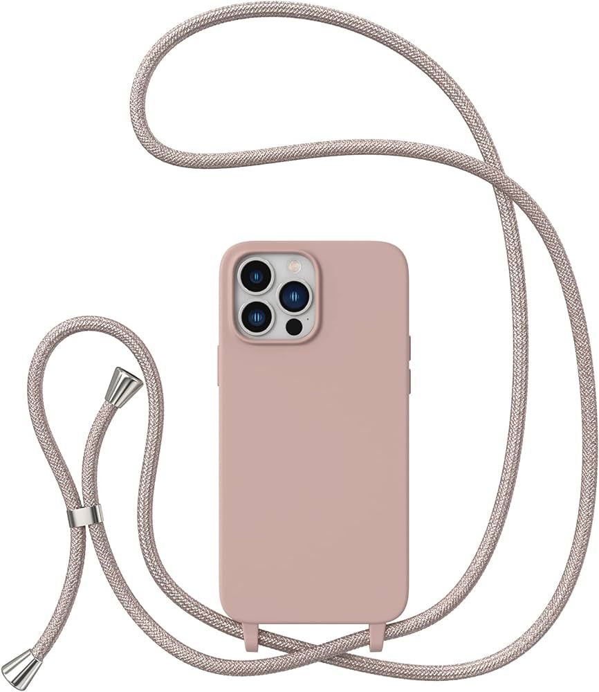 ZTOFERA Crossbody Case for iPhone 14 Pro with Lanyard Strap Adjustable Rope Liquid Silicone Soft ... | Amazon (US)