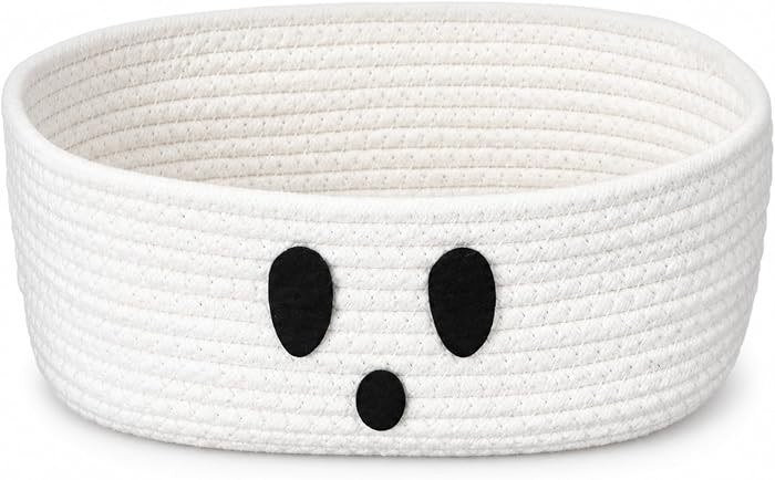 large Halloween Boo Basket White Ghost Woven Gift Basket Decor | Amazon (US)