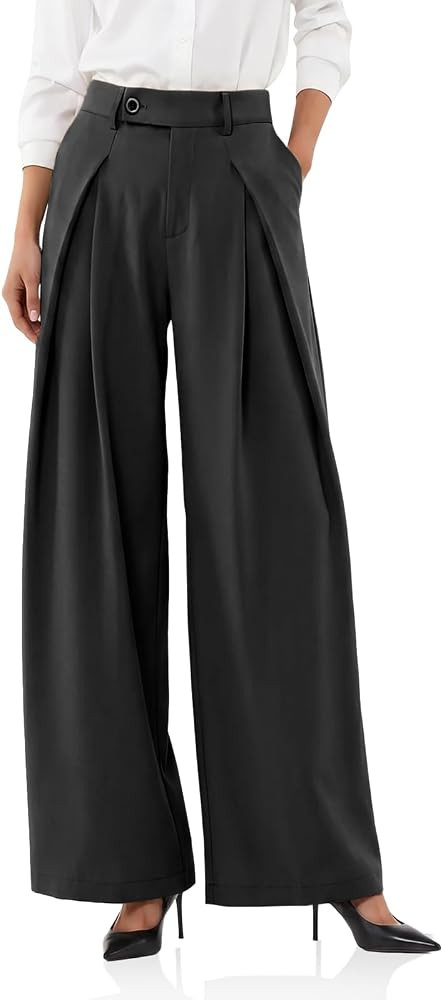 Cicy Bell Womens Wide Leg Dressy Pants Pleated High Waisted Trousers | Amazon (US)