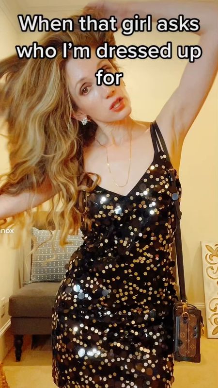 This sequin dress is the only dress you need for the holiday party circuit!or wedding season. So flattering, not itchy and not too short! True to size, adjustable straps. 

#LTKHoliday #LTKwedding #LTKSeasonal