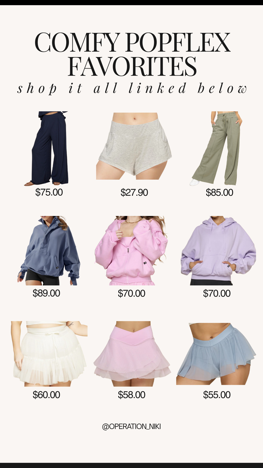 Nothing beats a daily routine that balances absolute comfort with effortless style. ☁️ Staying cozy throughout the day makes knocking out tasks or relaxing at home feel so much better.

This curated lineup from POPFLEX is all about peak comfort and flattering fits. From ultra-soft wide-leg lounge pants and perfectly oversized hoodies to breezy active skirts and lightweight shorts, these pieces are perfect for running quick errands, working from home, or your next morning reset. ✨ They bring a cute, functional vibe to your wardrobe while keeping you completely comfortable.

Shop this entire comfy lounge lineup linked below! 🛍️

Follow for more @OPERATION_NIKI on IG, TikTok, & Facebook

#Popflex #LoungewearStyle #CozyVibes #OperationNiki #Athleisure #ComfortFirst #OOTD #HomeReset #ComfyOutfits #ActivewearInspo

#LTKMidsize #LTKPetite #LTKPlusSize