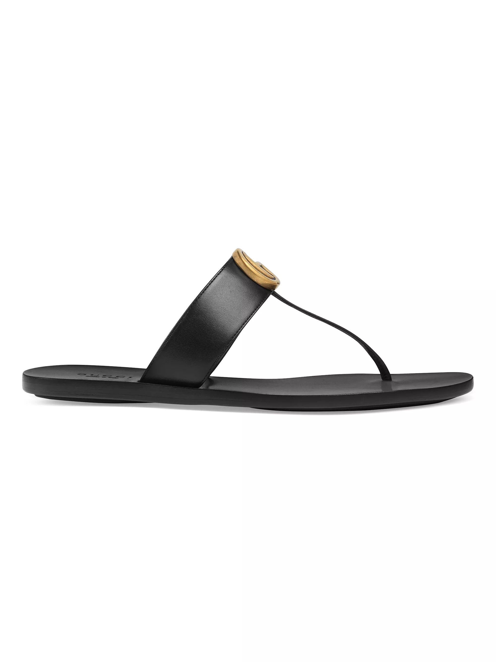 Marmont Leather Thong Sandals With Double G | Saks Fifth Avenue