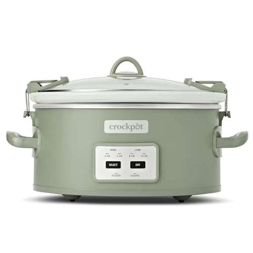 Crock-Pot Locking Lid 6qt Cook and Carry Programmable Slow Cooker Moonshine Green (Green) | Amazon (US)