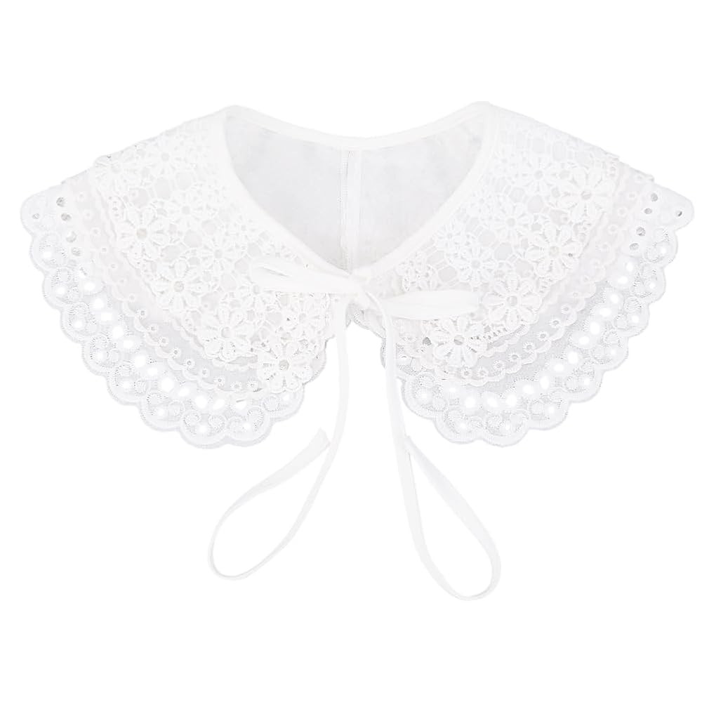 GORGECRAFT White Lace Detachable Collar Vintage Lace Collar Polyester False Hollow Daisy Embroide... | Amazon (US)