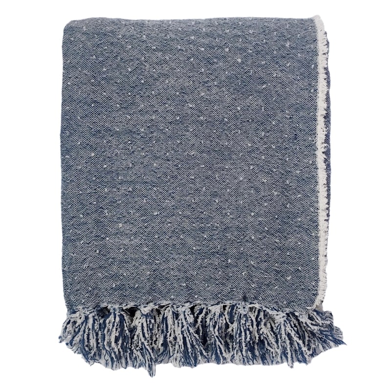 Blue Reversible Woven Throw Blanket, 50x60 | At Home
