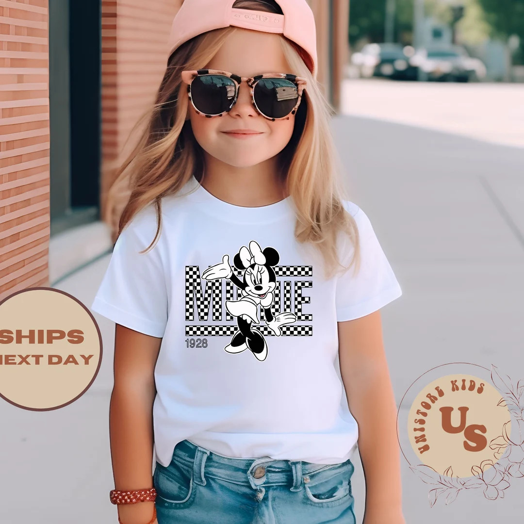 Checkered Minnie Mouse Toddler Shirt, Minnie Kids T-shirt, Disney Minnie Bodysuit, Disney Toddler... | Etsy (US)