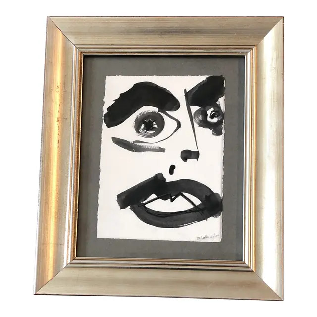 Original Contemporary Robert Cooke Abstract Face Painting | Chairish