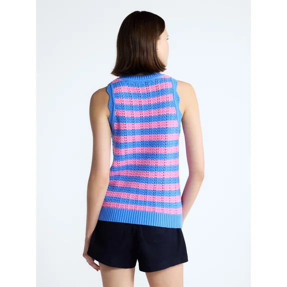 Free Assembly Women's Crochet Cotton Racerback Tank Top, Lightweight, Sizes XS-XXL | Walmart (US)