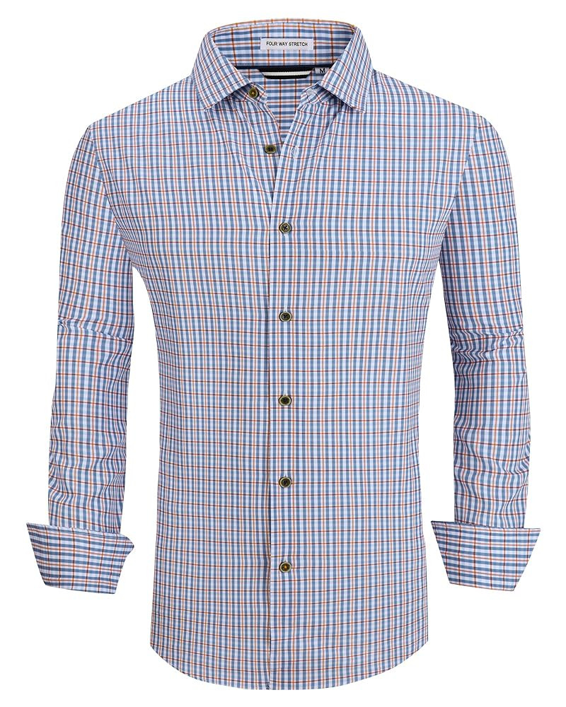 Alex Vando Mens Button Down Shirts Wrinkle Free 4-Way Stretch Print Business Casual Shirt | Amazon (US)