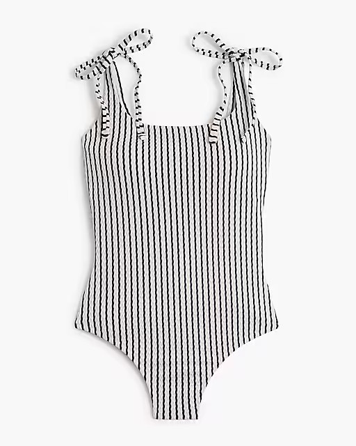 Striped tie-shoulder one-piece swimsuit | J.Crew Factory