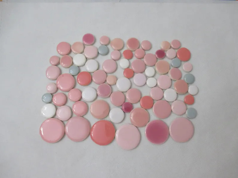 P72 - PINK Mix Dots - 72 Pcs Tiny Tiles - Ceramic Mosaic Tiles - Etsy | Etsy (US)