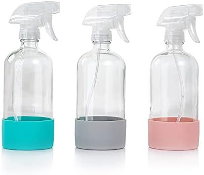 Amazon.com : HOMBYS Empty Clear Glass Spray Bottles with Silicone Sleeve Protection - Refillable ... | Amazon (US)