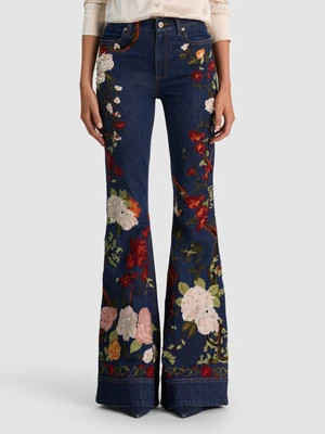 Beautiful Embellished Jean - Dark Rinse/Multi | Alice + Olivia