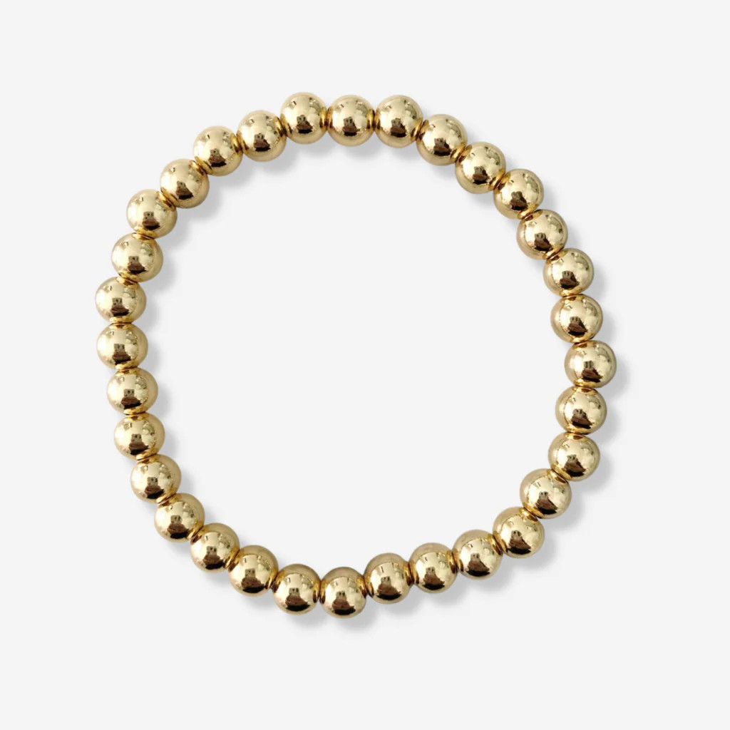 6MM Gold Ball Beaded Stackable Bracelet | Alexandra Gioia