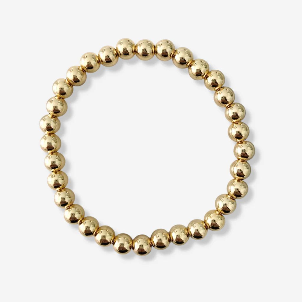 6MM Gold Ball Beaded Stackable Bracelet | Alexandra Gioia